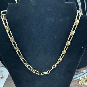 Stainless Steel Round Flat Rectangle Necklace Choker Women 18K Gold Plated Paper